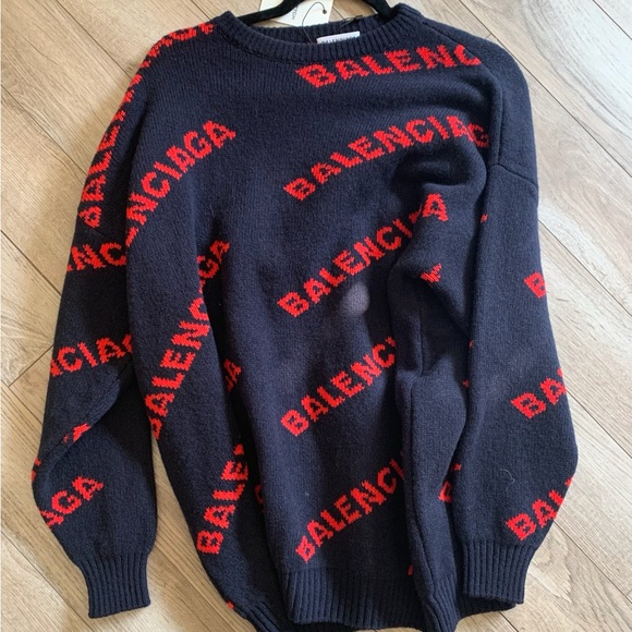 Balenciaga Sweaters - Balenciaga Jumper/Sweater in dark blue & red. Size: S.